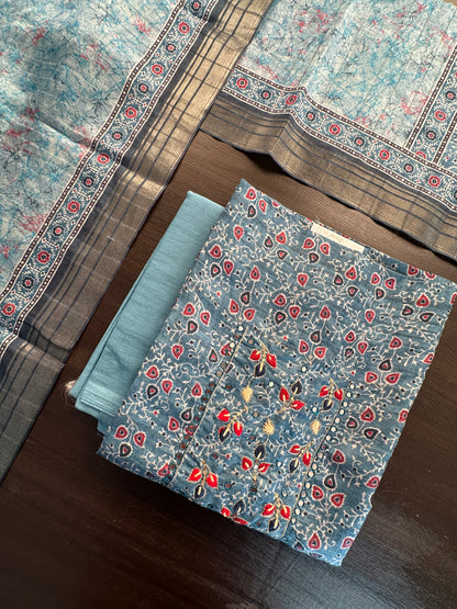 Ajrakh Print Chanderi 3-Piece Suit
