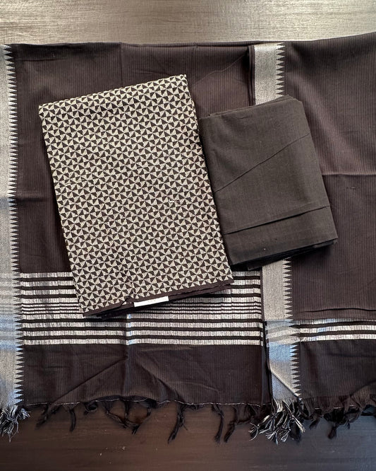 Jacquard Pure Handloom  Cotton Suit