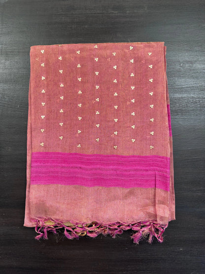 Rani Pink Pure Tissue Silk Saree