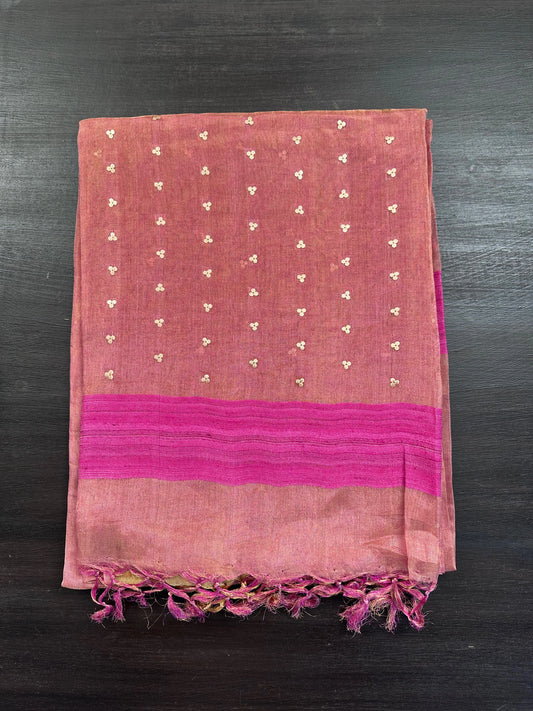 Rani Pink Pure Tissue Silk Saree