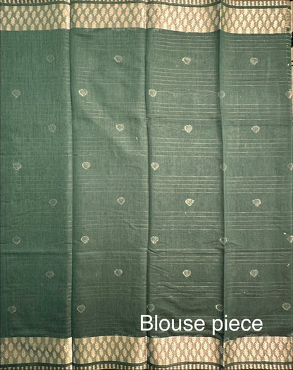 Bottle Green Chanderi Cotton Saree