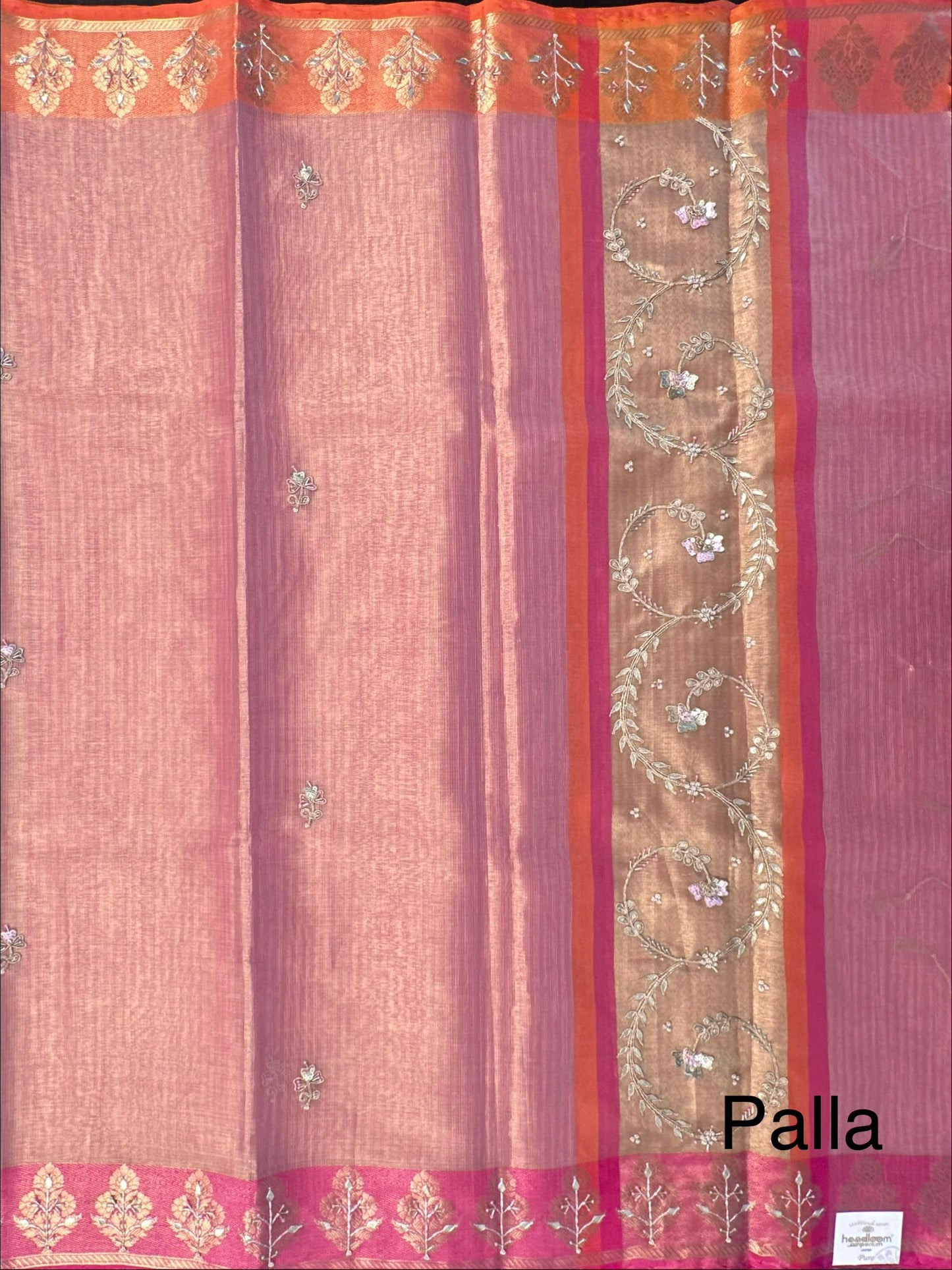 Pink HandWork Fancy Tissue Saree