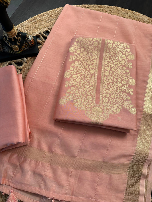 Peach Handloom Chanderi Suit