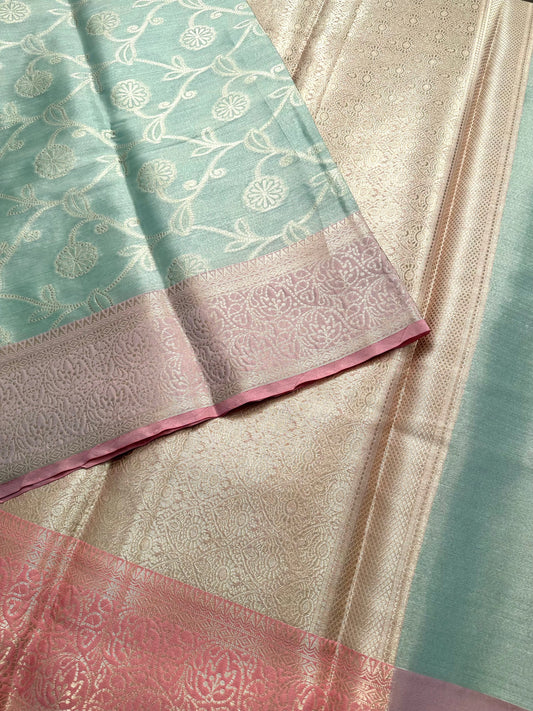 Sea Green-Pink Seerat Tissue Saree