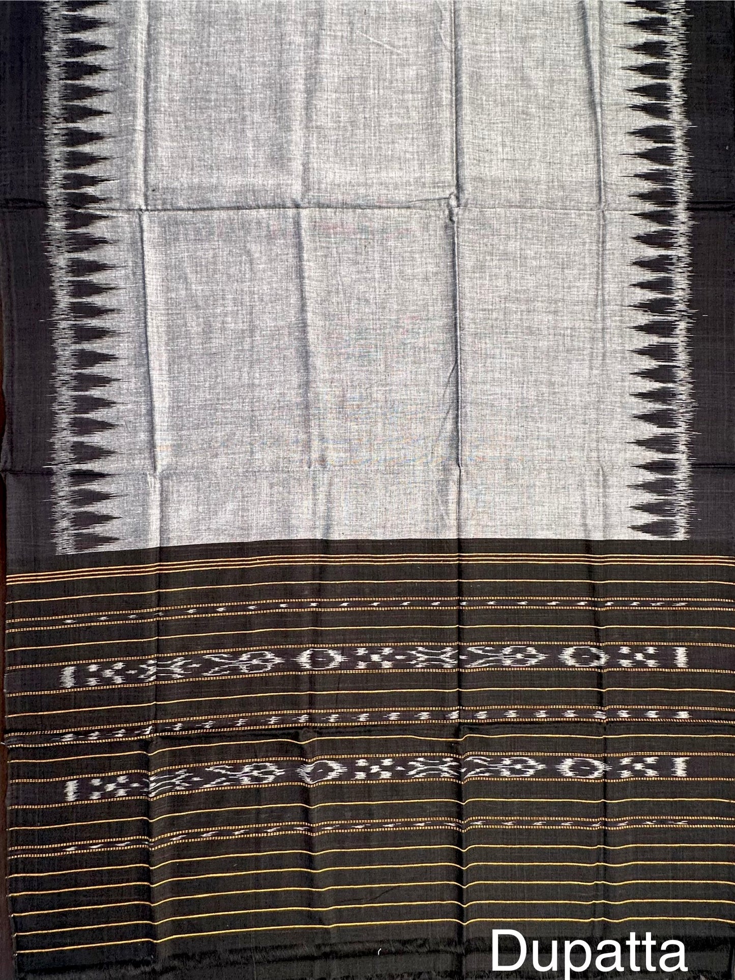 Black Sambhalpuri Ikkat Handloom Cotton  3-Piece Suit