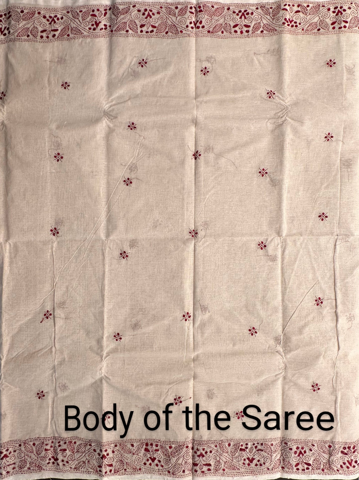 Cotton Saree With Kaantha  Embroidery