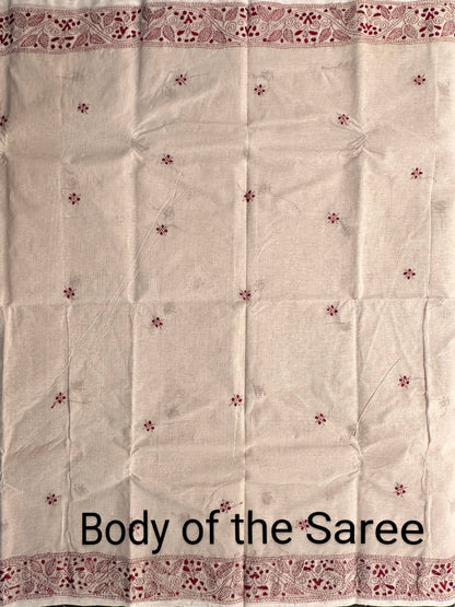 Cotton Saree With Kaantha  Embroidery
