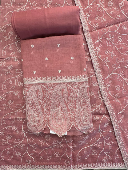 Pink Embroidery Chanderi Suit