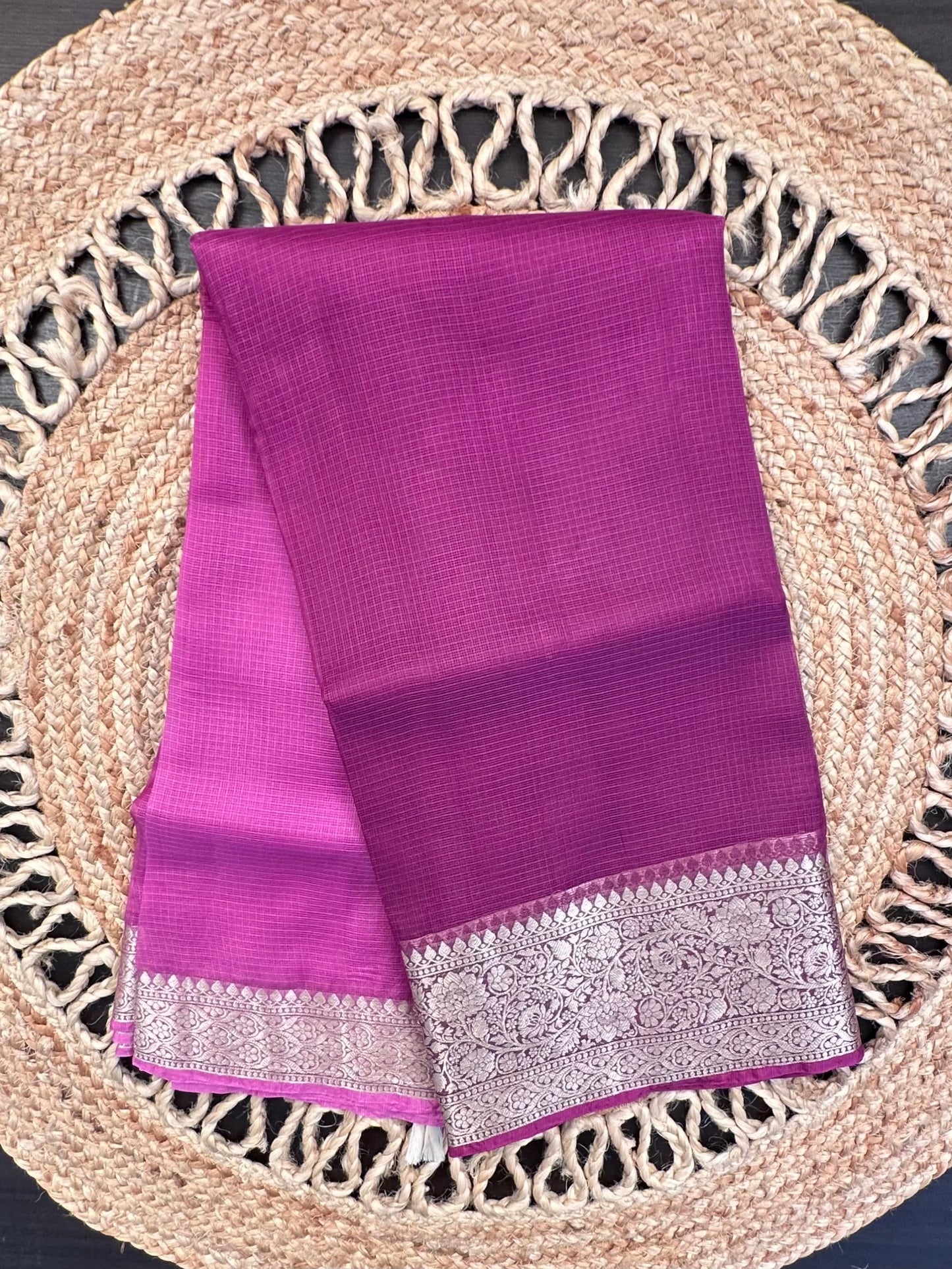 Shaded Dark Purple Pure Kota Doria Silk Saree