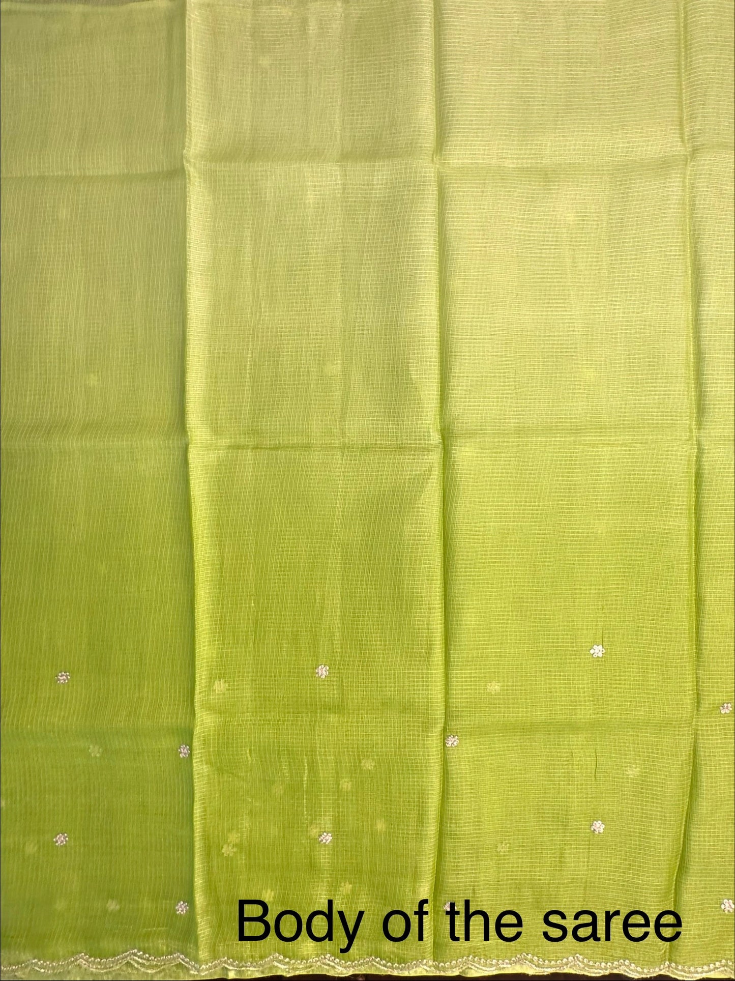 Parrot Green Gitika Kota Doria Pure Silk Saree