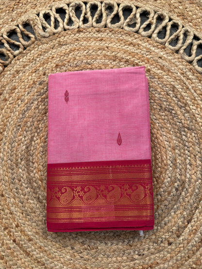 Pink Narayanpet Cotton Saree