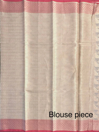 Cream Kota Doria Fancy Cotton Saree