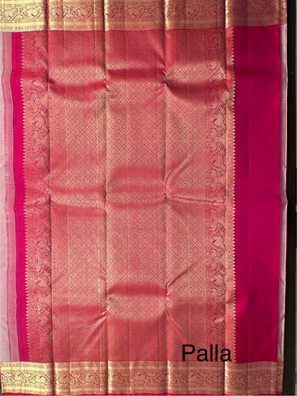 Mauve-Rani Handloom Kanjivaram Pure Silk Saree