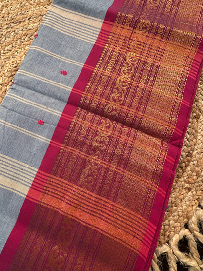 Grey Narayanpet Cotton Saree