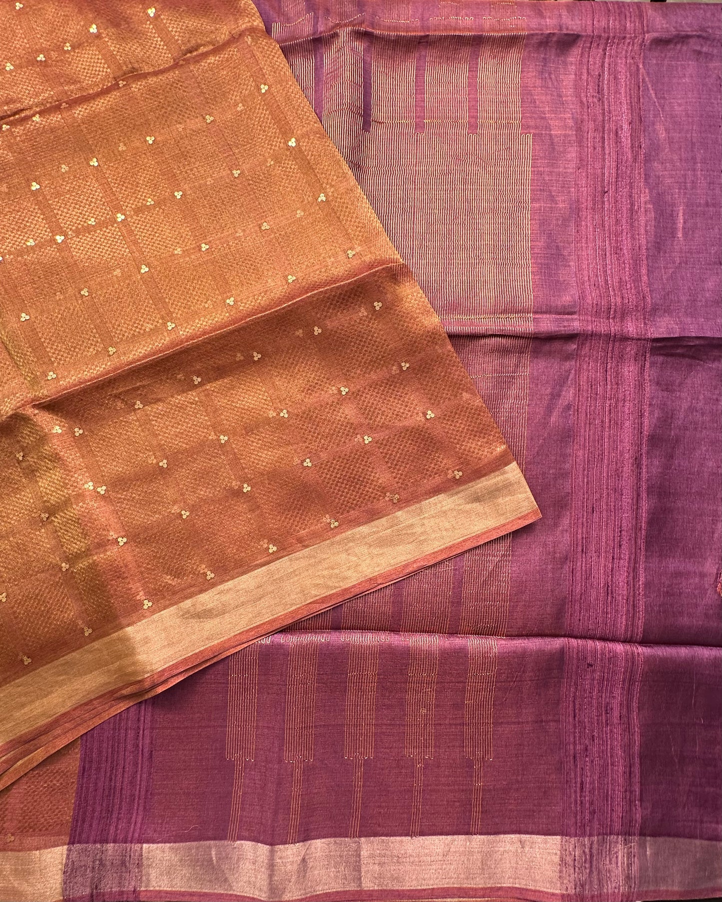 Purple Emboss Pure Tissue Silk Saree