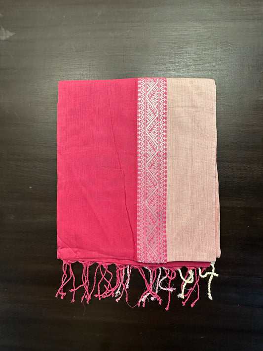 Dusky Pink-Beige Piku Bengal Cotton Saree