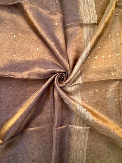 Purple-Gold Pure Tissue Silk Saree