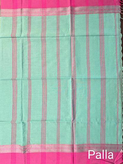 Sea Green-Purple Tripura Cotton Saree
