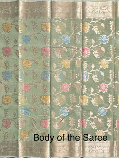 Pista Green Tarini Fancy Chanderi Saree