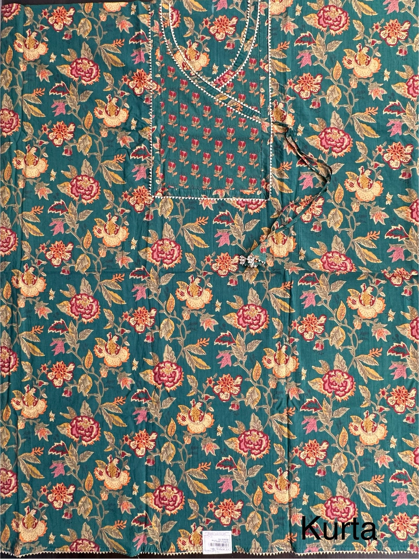 Bottle Green  Angrakha Printed Cotton 3-Piece Suit