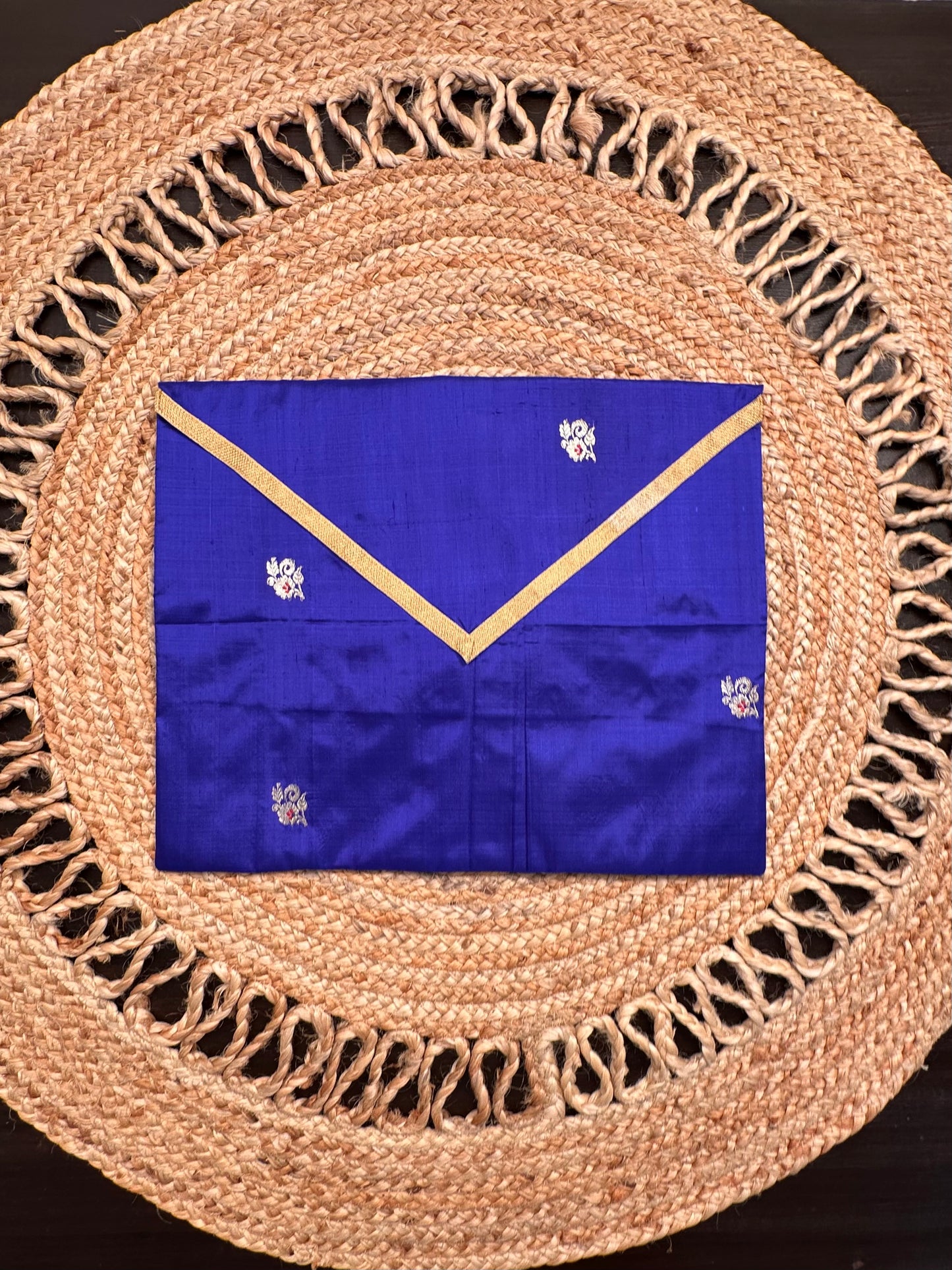 Royal Blue Pure Silk Saree Bag With Pouch