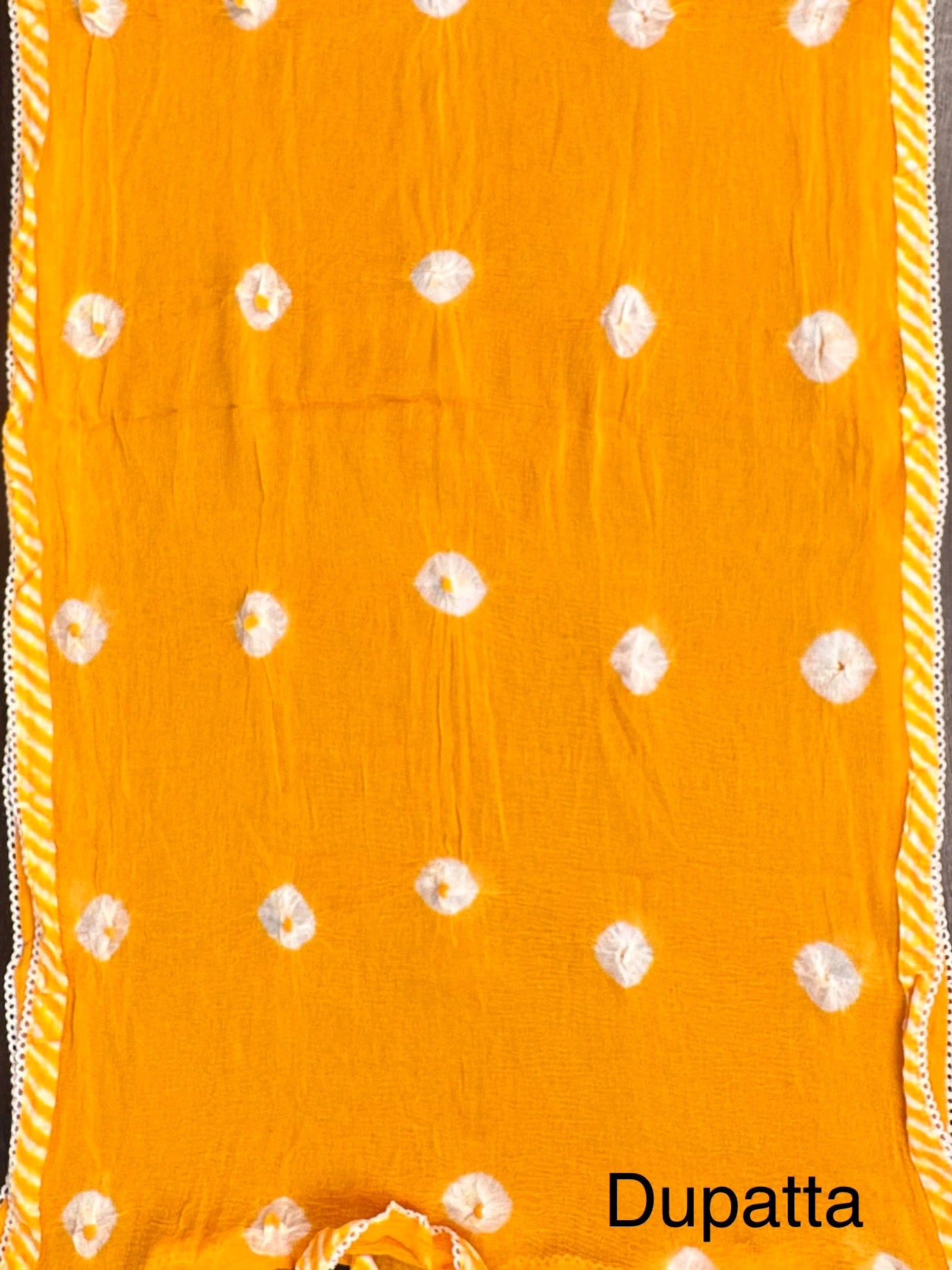 Yellow Leheriya Cotton 3-Piece Suit