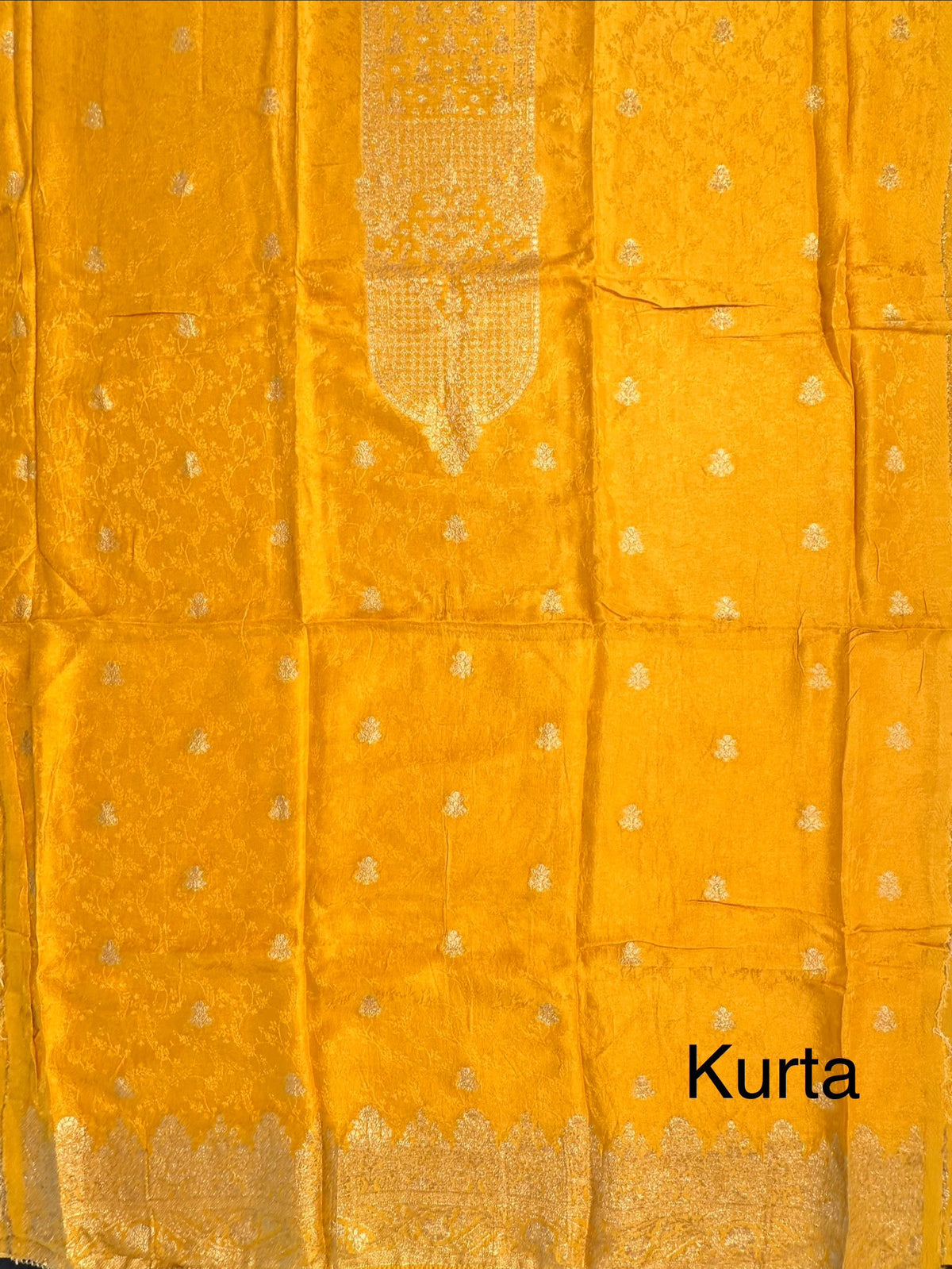 Mustard Artificial Crepe Unstitched 3-Piece Suit