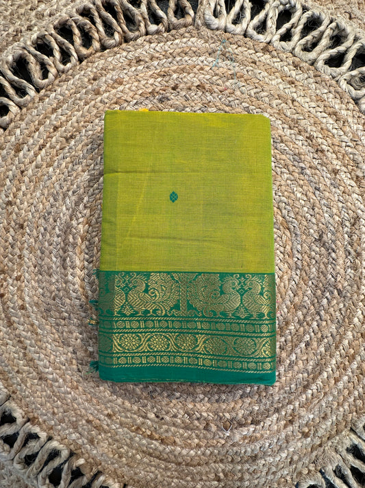 Parrot Green Naryapet Cotton Saree