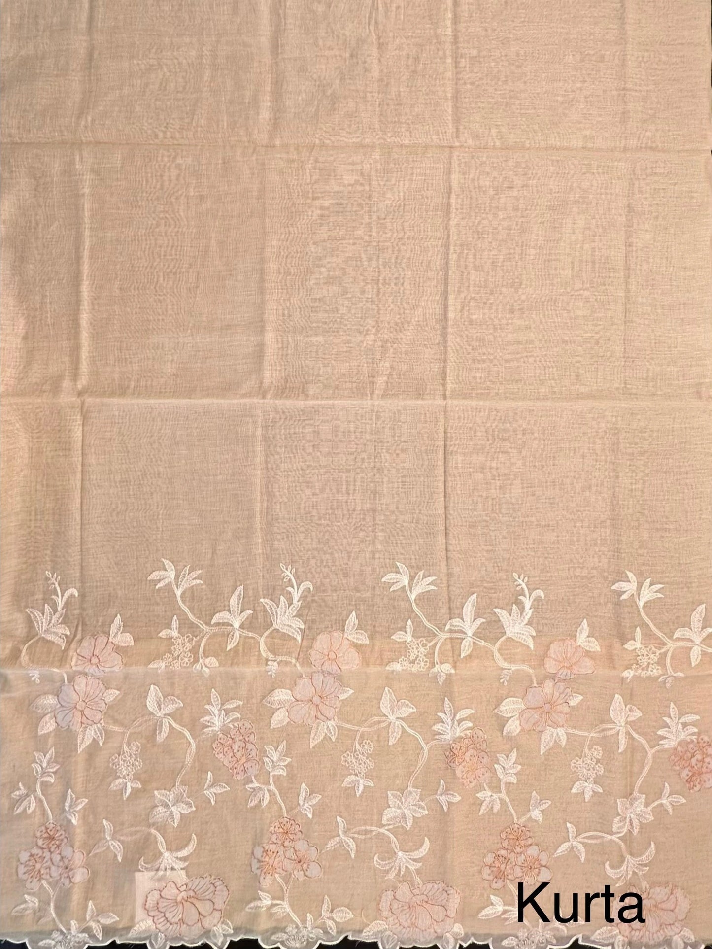 Beige Cotton Chanderi 3-Piece Unstitched Suit