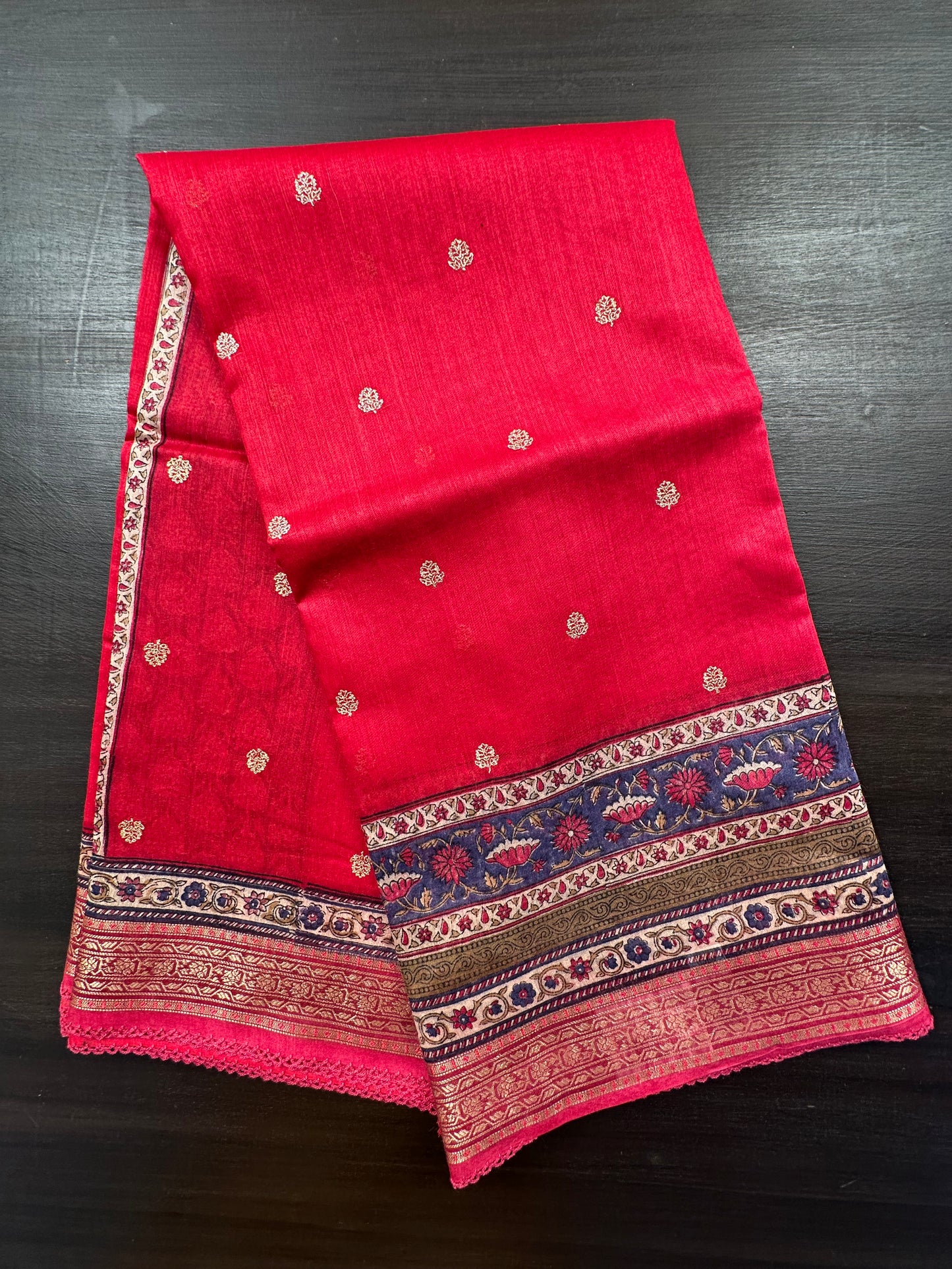 Red Muga Silk Saree