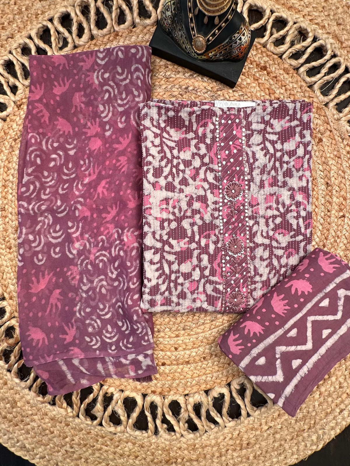 Purple Pure Cotton 3-Piece Unstitched Suit