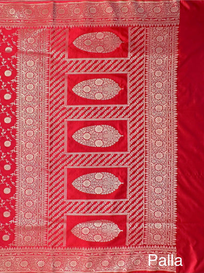 Red Banarasi Jaal Artificial Silk Saree