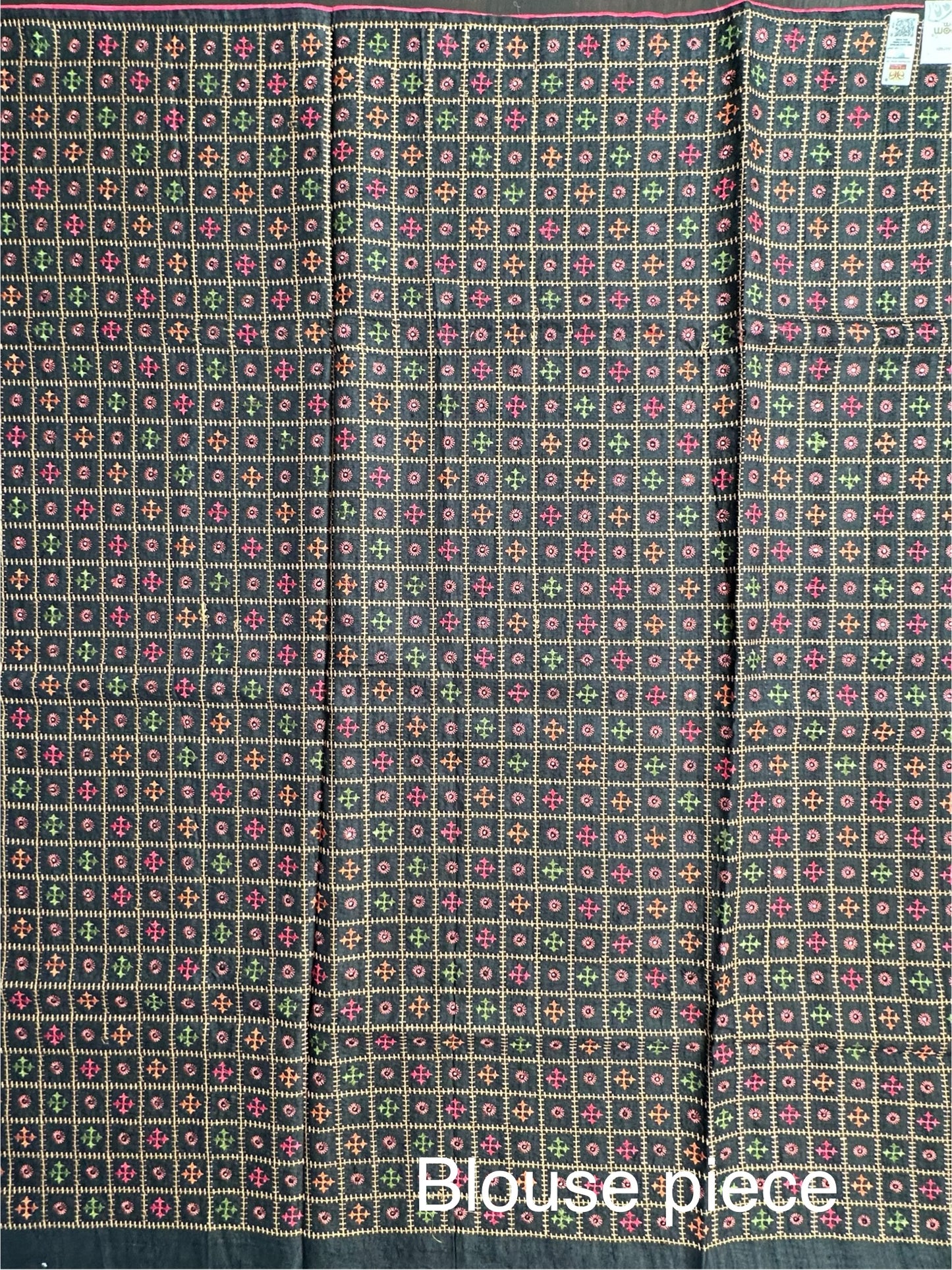 Black Pure Tussar Silk Saree With Embroidery