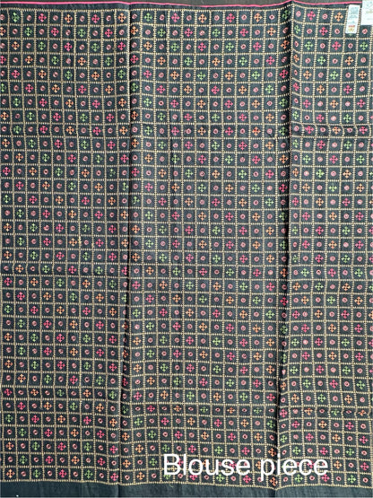 Black Pure Tussar Silk Saree With Embroidery