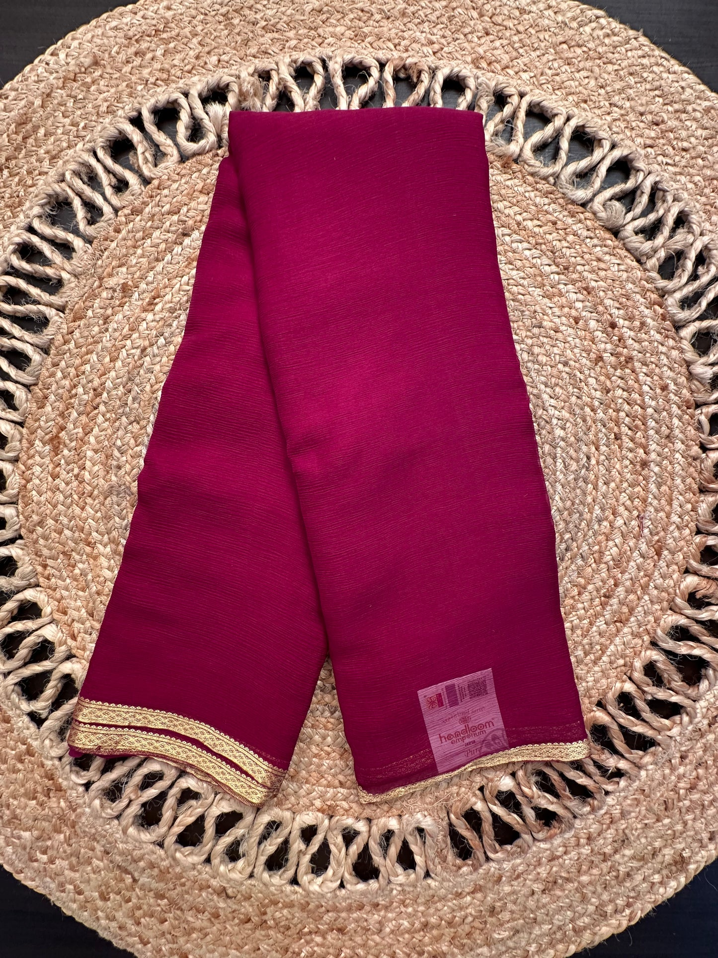 Wine Pure Chiffon Saree