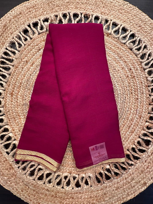 Wine Pure Chiffon Saree