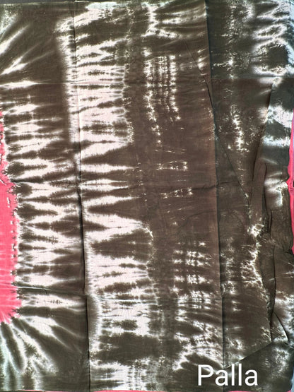 Pink-Grey Batik Pure Cotton Saree