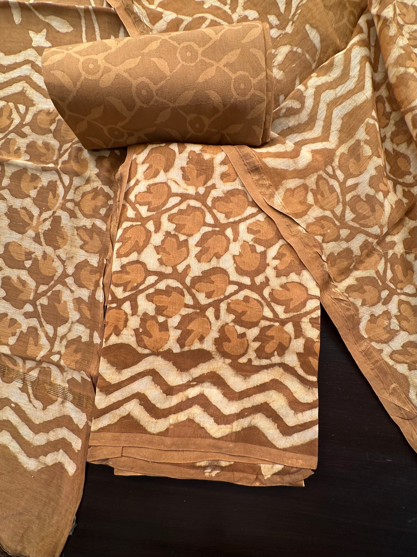 Brown Cotton Chanderi Suit