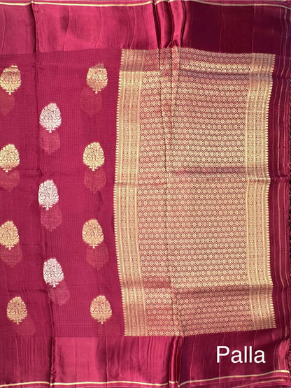 Maroon Manika Kota Doria Art Silk Saree