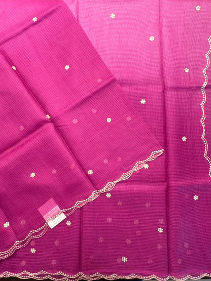 Magenta Purple Gitika Kota Doria Pure Silk Saree