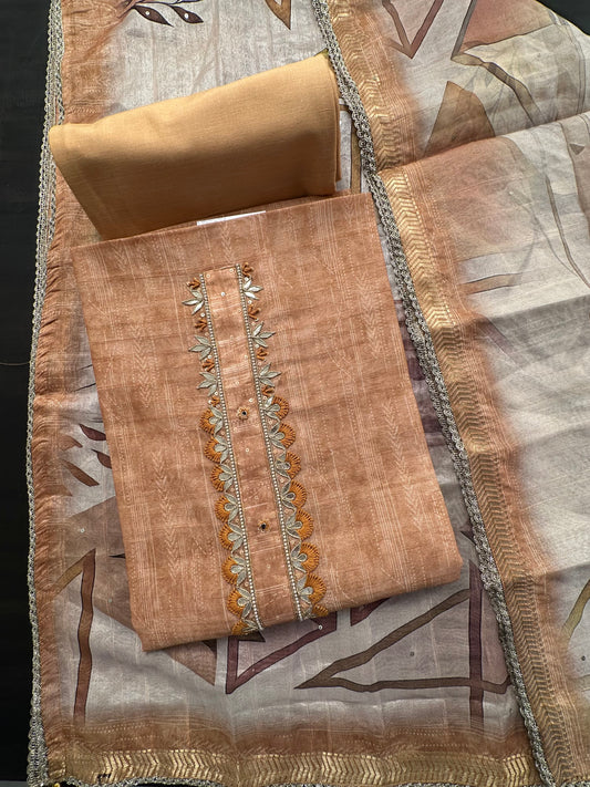 Mustard Fancy Cotton 3-Piece Suit