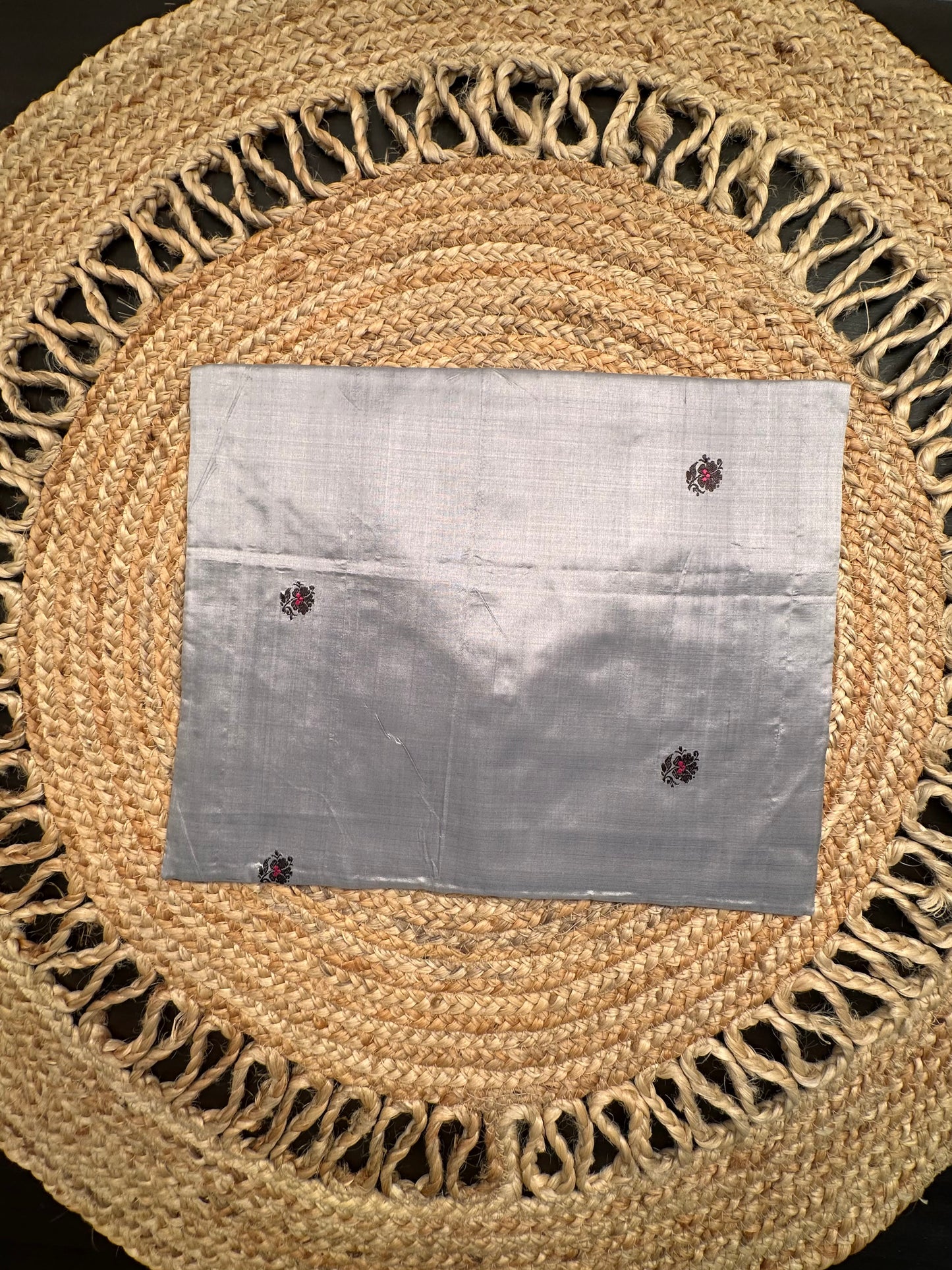 Grey Pure Silk Saree Bag With Pouch