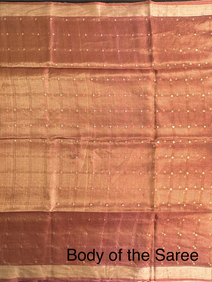 Purple Emboss Pure Tissue Silk Saree