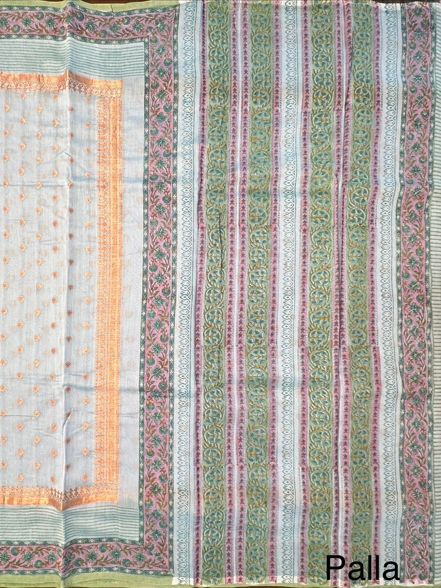 Blue Chanderi Saree with Hand Block Print