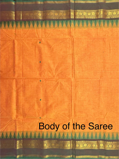 Mustard Narayanpet Cotton Saree