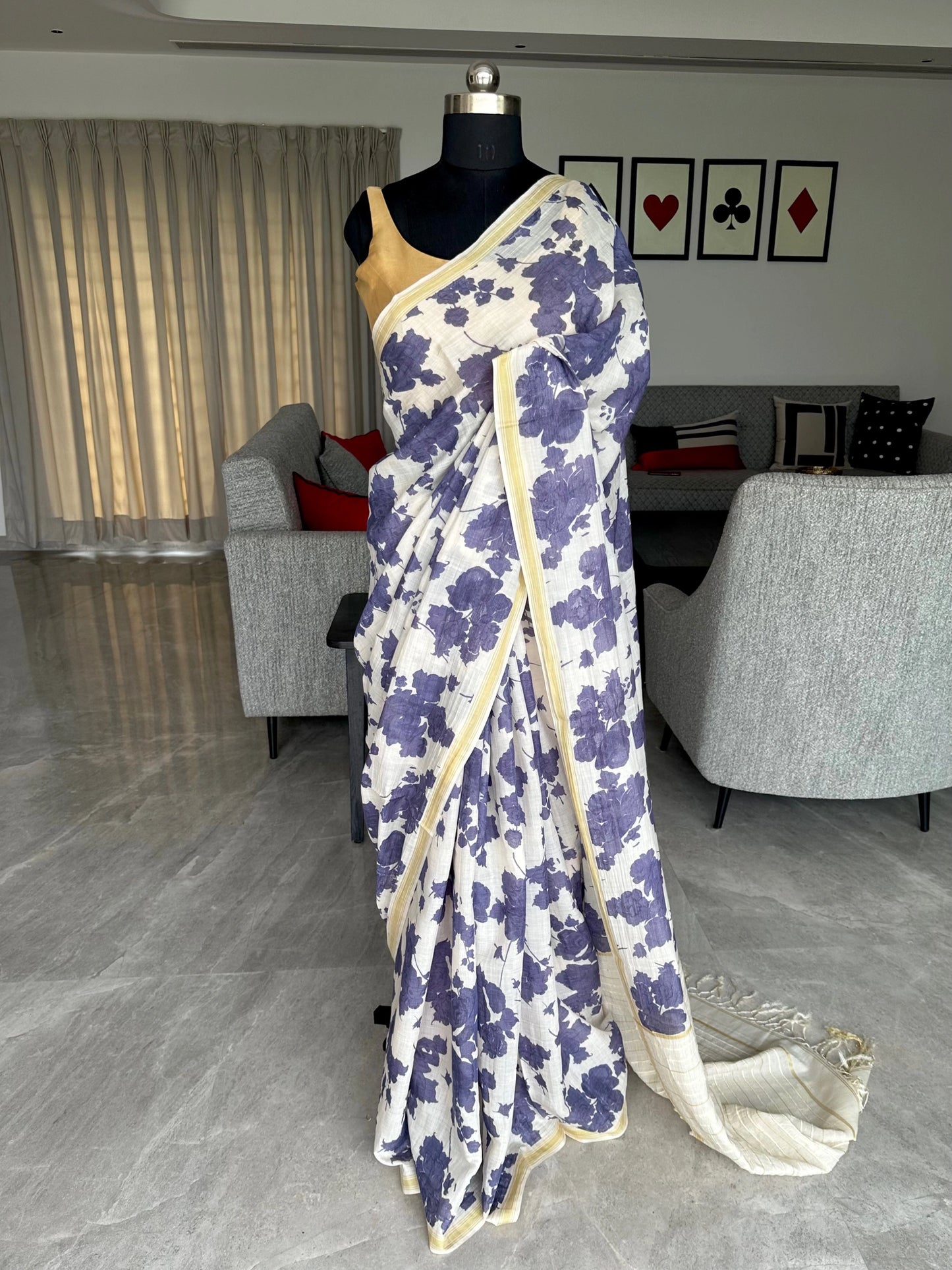 Mul Flora Cotton Silk Saree