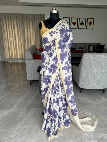 Mul Flora Cotton Silk Saree