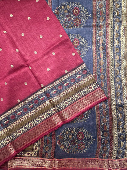 Maroon Muga Silk Saree