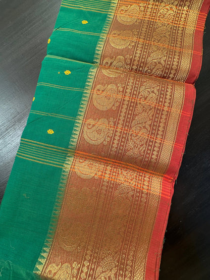 Bottle Green Narayanpet Cotton Saree