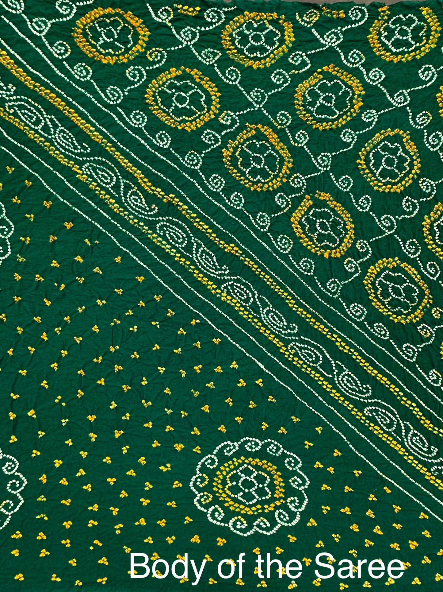 Bottle Green Rai Bandhej Chinon Saree with Crepe Blouse